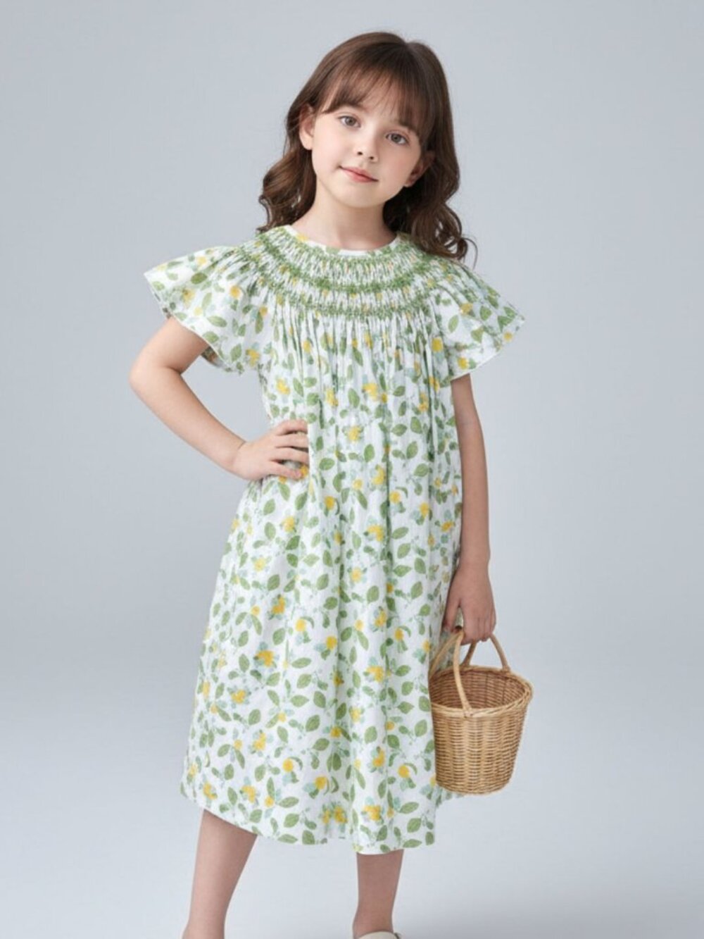 Lemon Blossom Bishop Smocked Dress